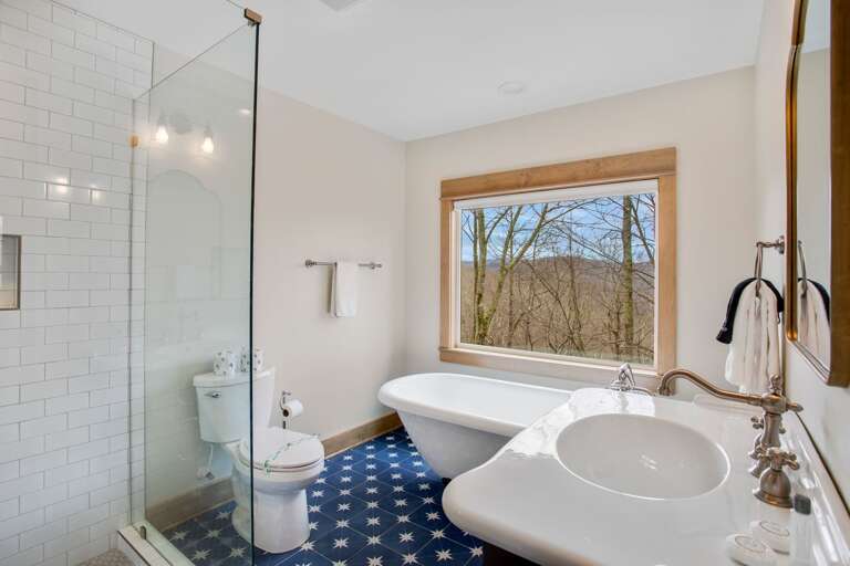 Master Bathroom with Soaking Tub and Step-In Shower