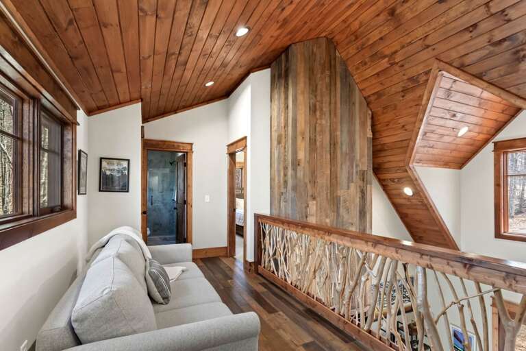 Additional Double Size Sleeper Sofa for One in the Loft Hallway