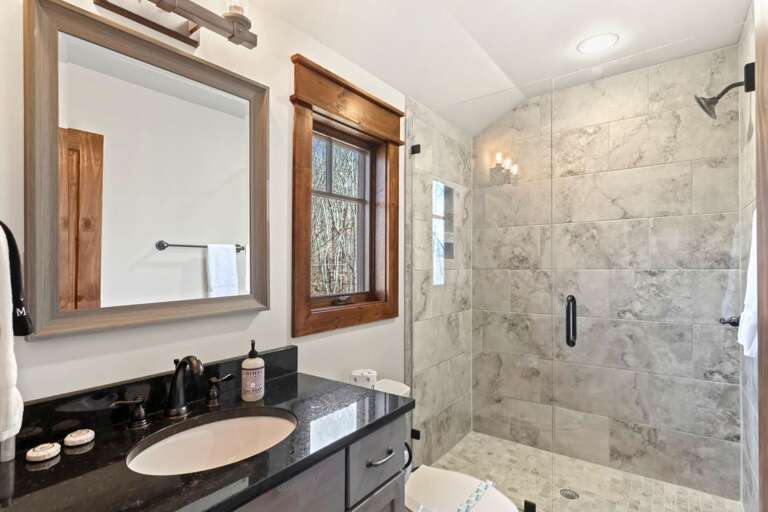 Upstairs Full Shared Bathroom with Large Luxury Tiled Shower