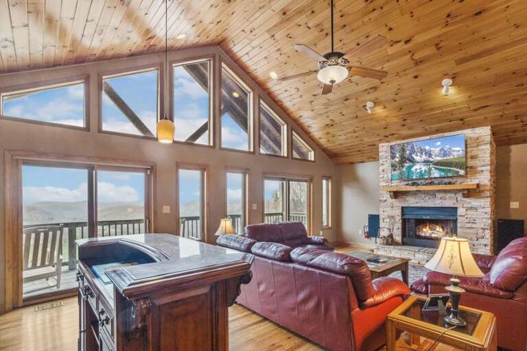 Great Room with Wall of Windows and Access to the Deck