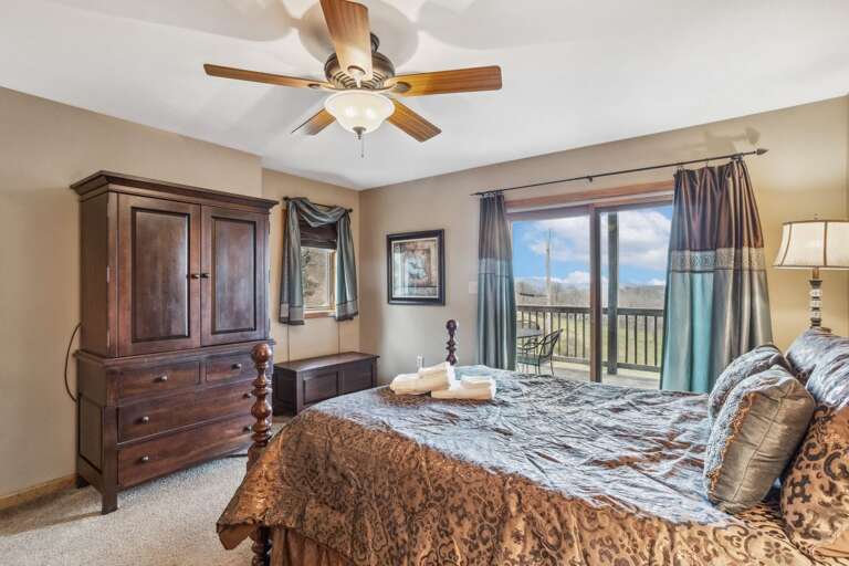 Lower Level Queen Bedroom with Access to the Lower Deck