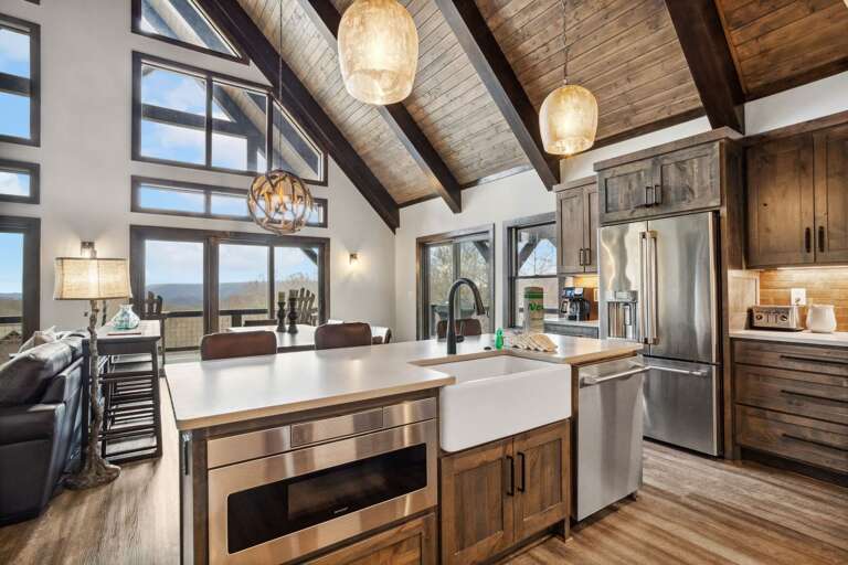 Spacious Kitchen with Island and Farmhouse Sink