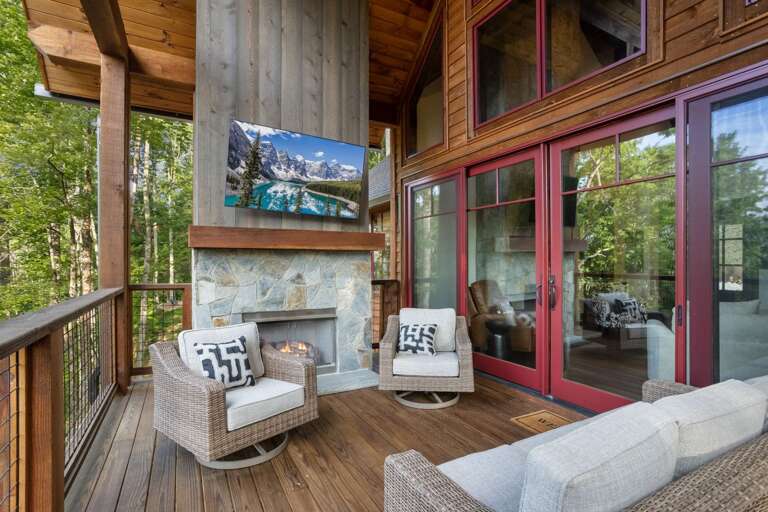 Outdoor Living Area with Gas Fireplace and TV