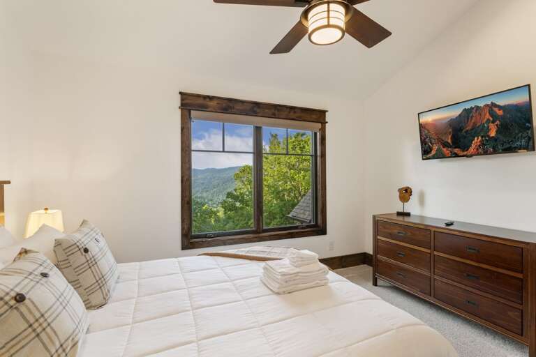 TV, Views and Large Closet in the Upper Level Queen Bedroom