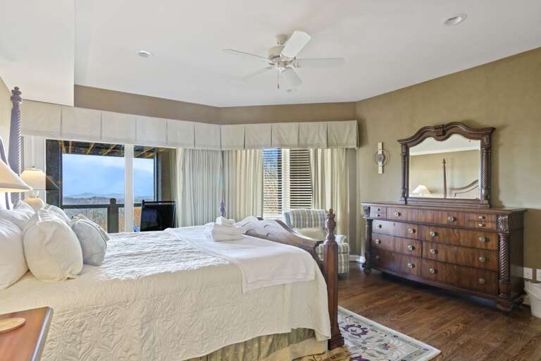 King Bedroom on the Middle Level with Deck Access and Jack-N-Jill Bathroom