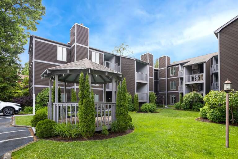Gazebo, Picnic Tables, and Grills in the Common Areas Accessible to Guests at Blowing Rock Cottage