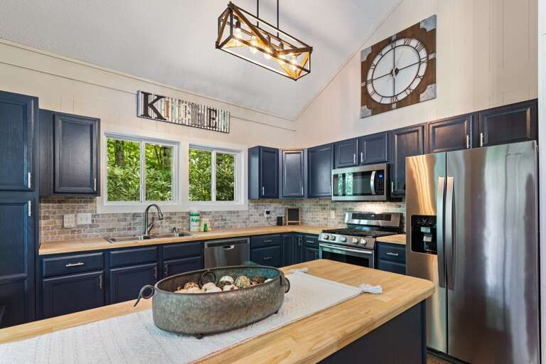 Stainless Steel Appliances and Butcher Block Countertops