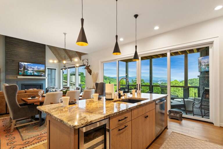 Large Island with Sight Lines Through to the Living Room Large Island with Sight Lines Through to the Living Room