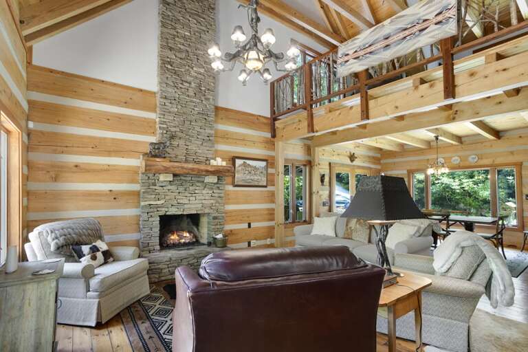 Floor to Ceiling Stacked Rock Gas Fireplace Floor to Ceiling Stacked Rock Gas Fireplace