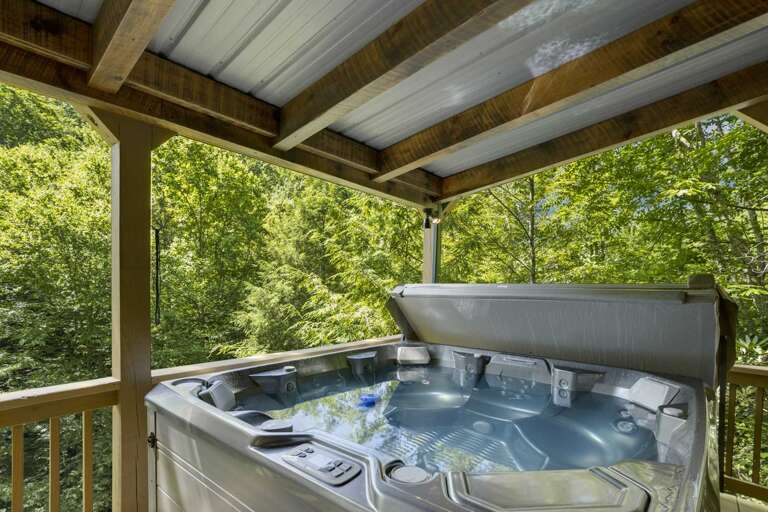 Hot Tub on the Covered Lowered Deck Hot Tub on the Covered Lowered Deck