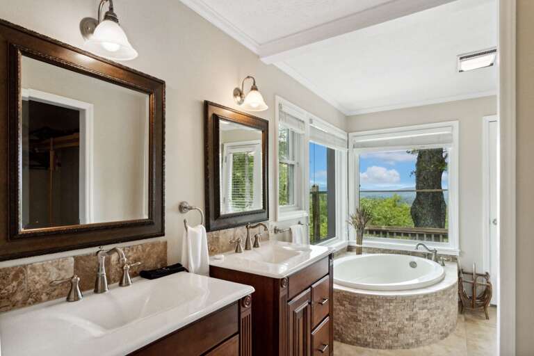 Master Ensuite with Double Vanities, Soaking Tub, and Walk-In Shower