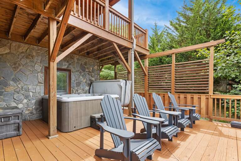 Hot Tub and Adirondack Seating on the Lower Deck