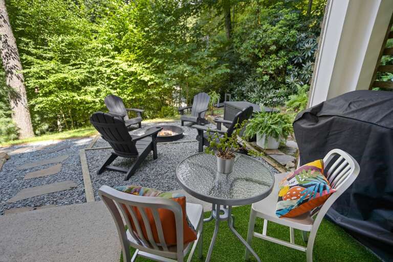 Covered Patio with Bistro Seating, Gas Grill, and Fire Pit