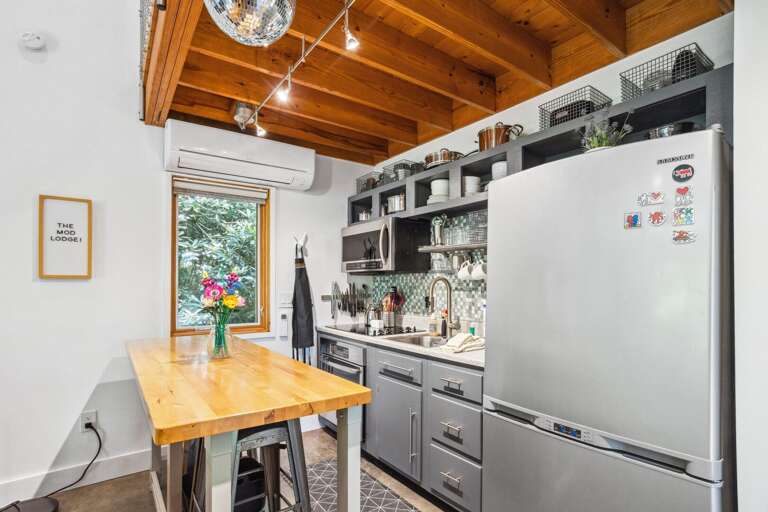Stainless Steel Appliances and Butcher Block Island