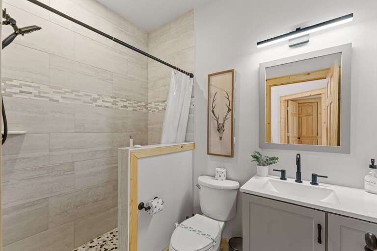 Main Level Hall Bathroom with Tiled Step in Shower