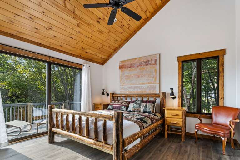 Master Bedroom with Tongue and Groove Ceilings and Ensuite Bathroom