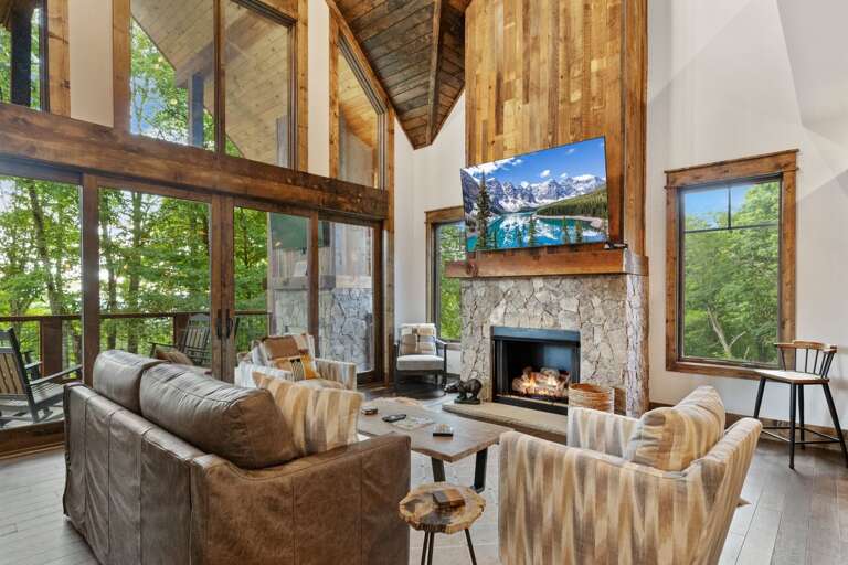 Stone Gas Fireplace in the Living Room