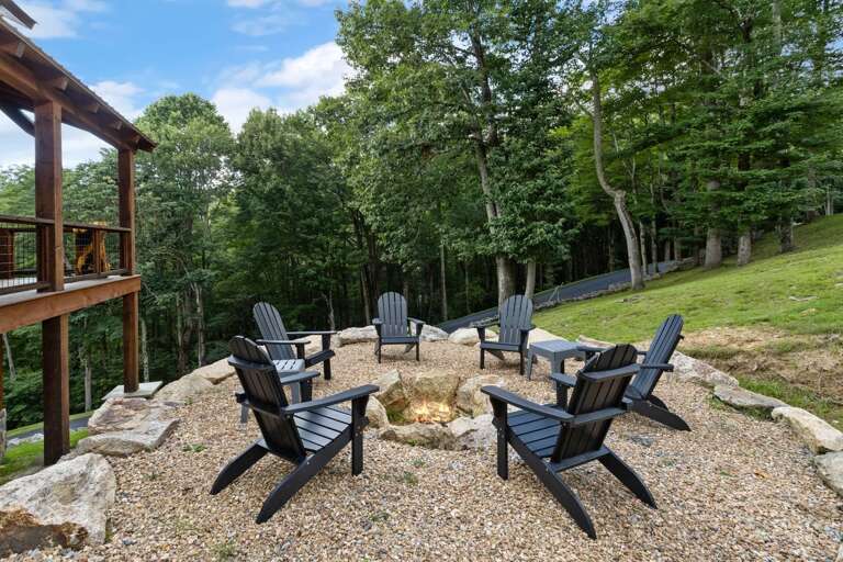 Wood Burning Fire Pit with Adirondack Seating