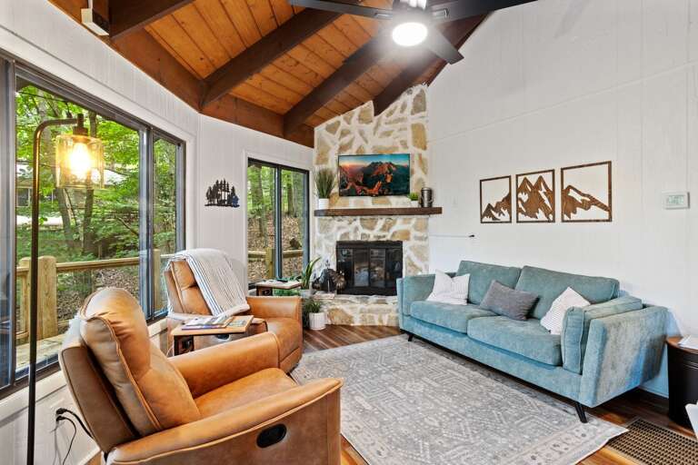 Gas Fireplace and TV with Comfortable Furniture