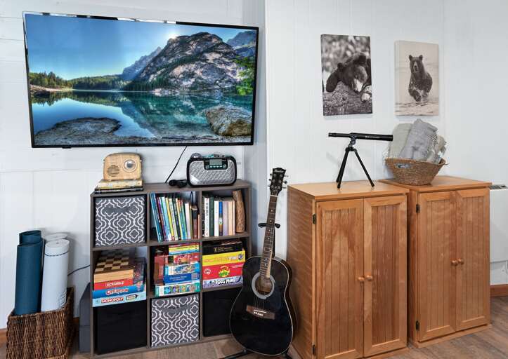 TV, Games, Books and Other Entertainment in the Lower Level Bedroom