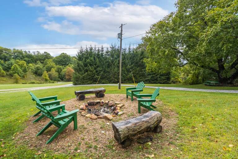 Fire Pit with Seating in the Large Private Yard