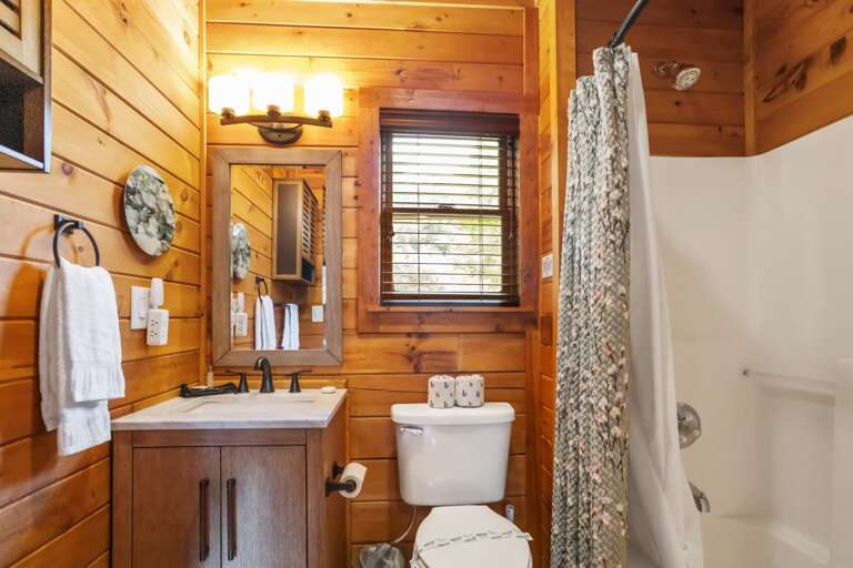 Loft Bathroom with a Tub and Shower Combo