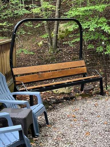Refinished Ski-lift chair at Fire Pit Refinished Ski-lift chair at Fire Pit