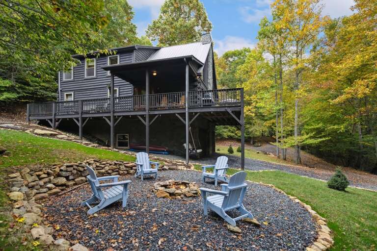 Wood Burning Fire Pit with Adirondack Seating