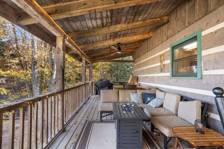 Gas Grill and Fire Table on the Deck