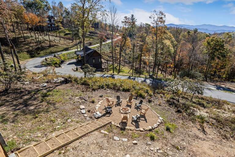 Stairs from the House Down to the Lower Yard Fire Pit