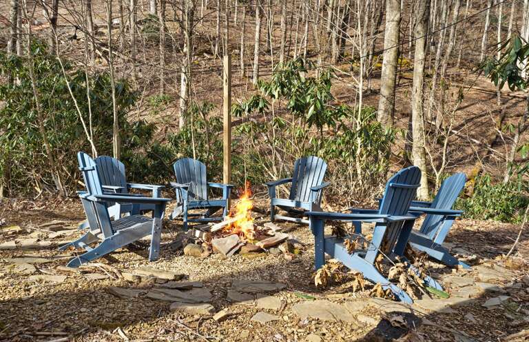 Wood Burning Fire Pit with Adirondack Seating