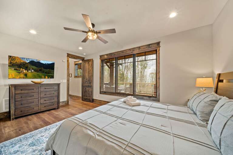 King Bed in the Master with Large Screen TV