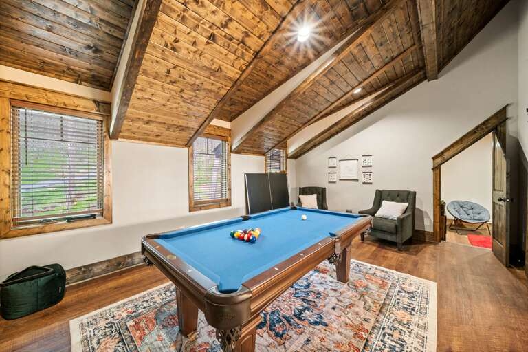 Pool Table with Ping Pong Conversion in the Loft