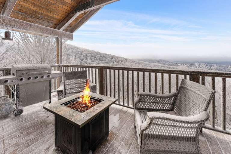 Main Level Deck with Fire Table, Gas Grill, Views and Hot Tub