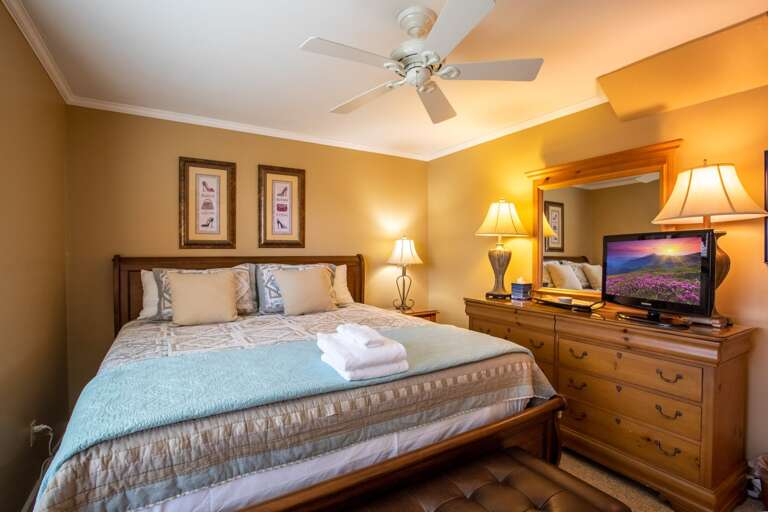 King Bed and TV in the Level Bedroom