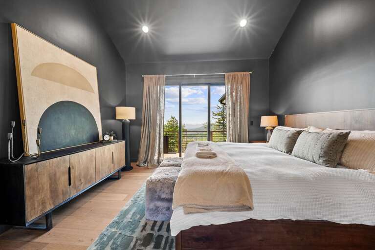 King Bed, Deck Access and Mountain Views in the Master Bedroom