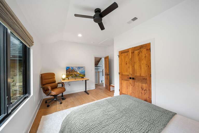 TV in the Queen Bedroom with Office Chair