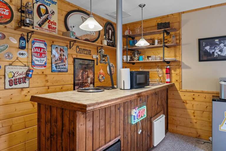 Fun Bar Area with a Real Bar Citrus Juicer