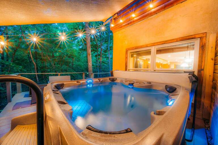 Hot Tub with Accent Lighting at Twilight