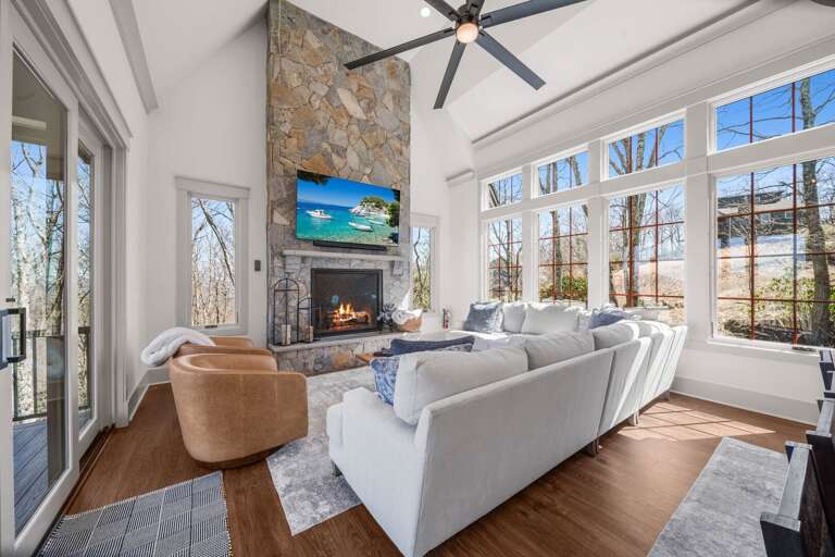 Living Room Surrounded By Windows