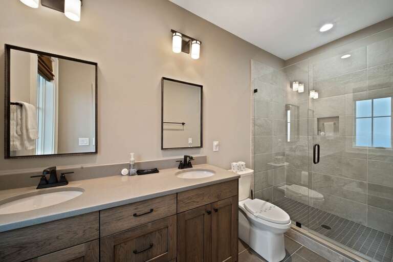 Tiled Shower with a Window Tiled Shower with a Window