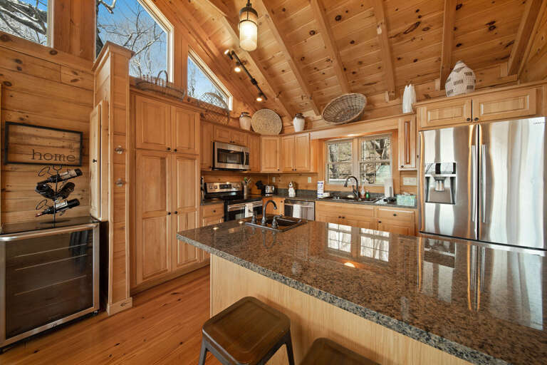 Beverage Chiller and Large Kitchen Island