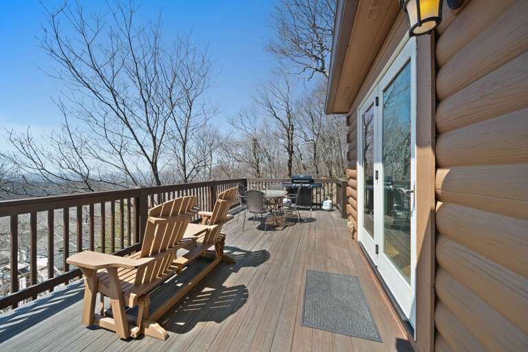 Spacious Deck with Seating and Gas Grill Overlooking Mountain Views