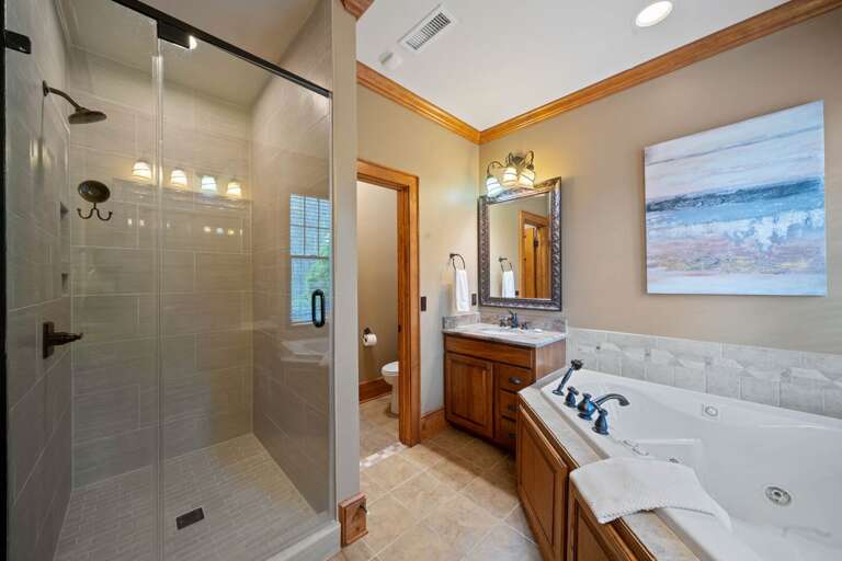 Tile Shower in the Master Ensuite, His and Hers Vanities and Separate Water Room Tile Shower in the Master Ensuite, His and Hers Vanities and Separate Water Room