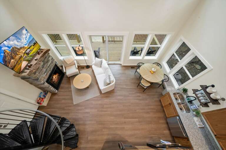 Looking Down at the Living Room from the Loft Bedroom