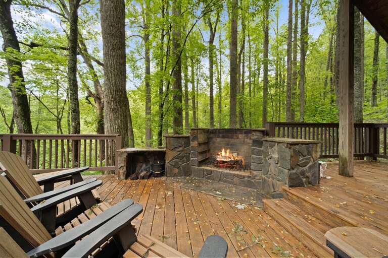 Custom Stone Fireplace on the Deck