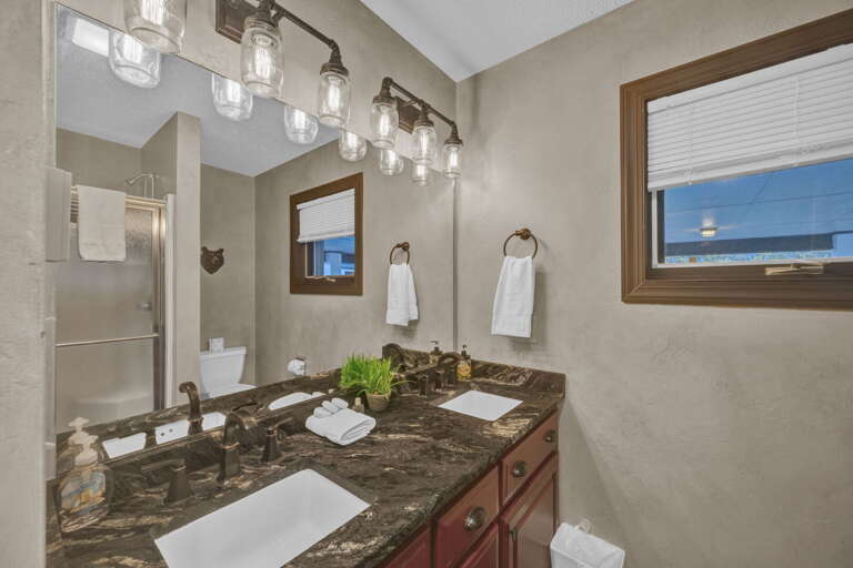 Master Bathroom with Dual Sink Vanity and Step-In Shower Master Bathroom with Dual Sink Vanity and Step-In Shower