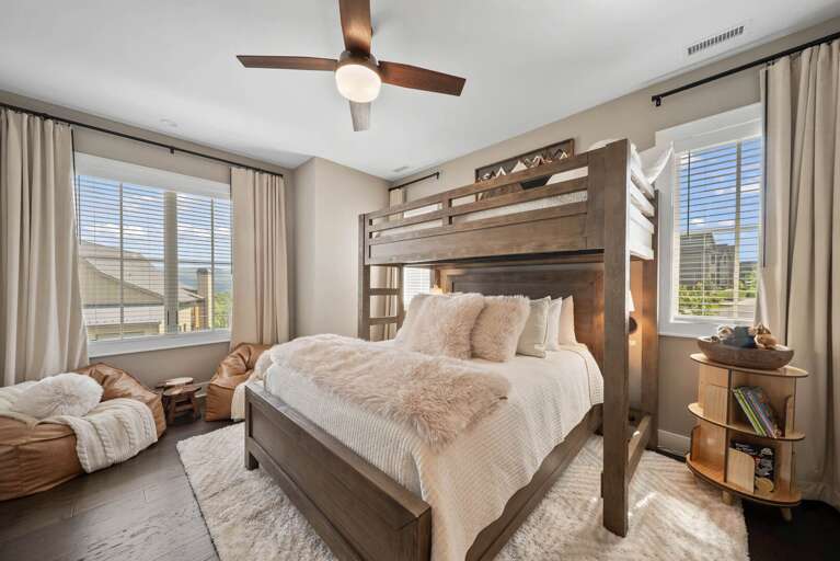Upper Level Bedroom with Children's Books and Bean Bag Chairs