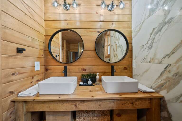 Dual Vessel Sink Vanity in the Master