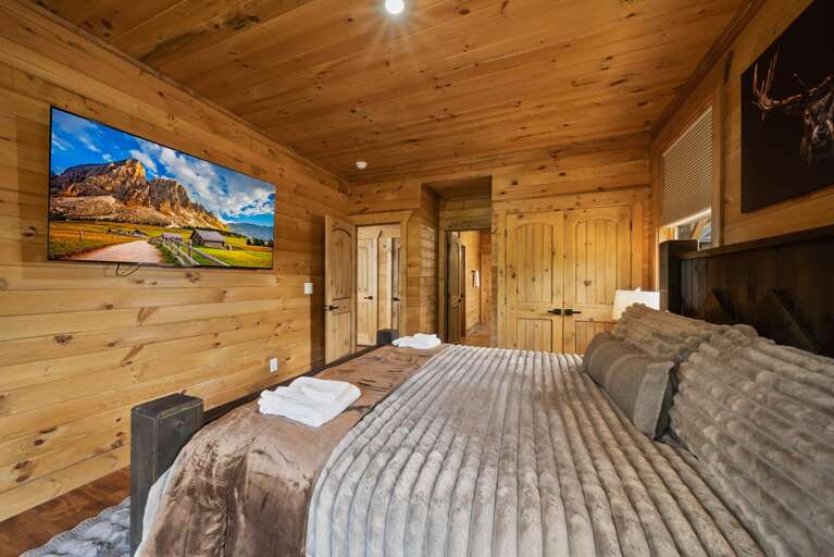 King Bed, TV and Private Bathroom in the Master Bedroom